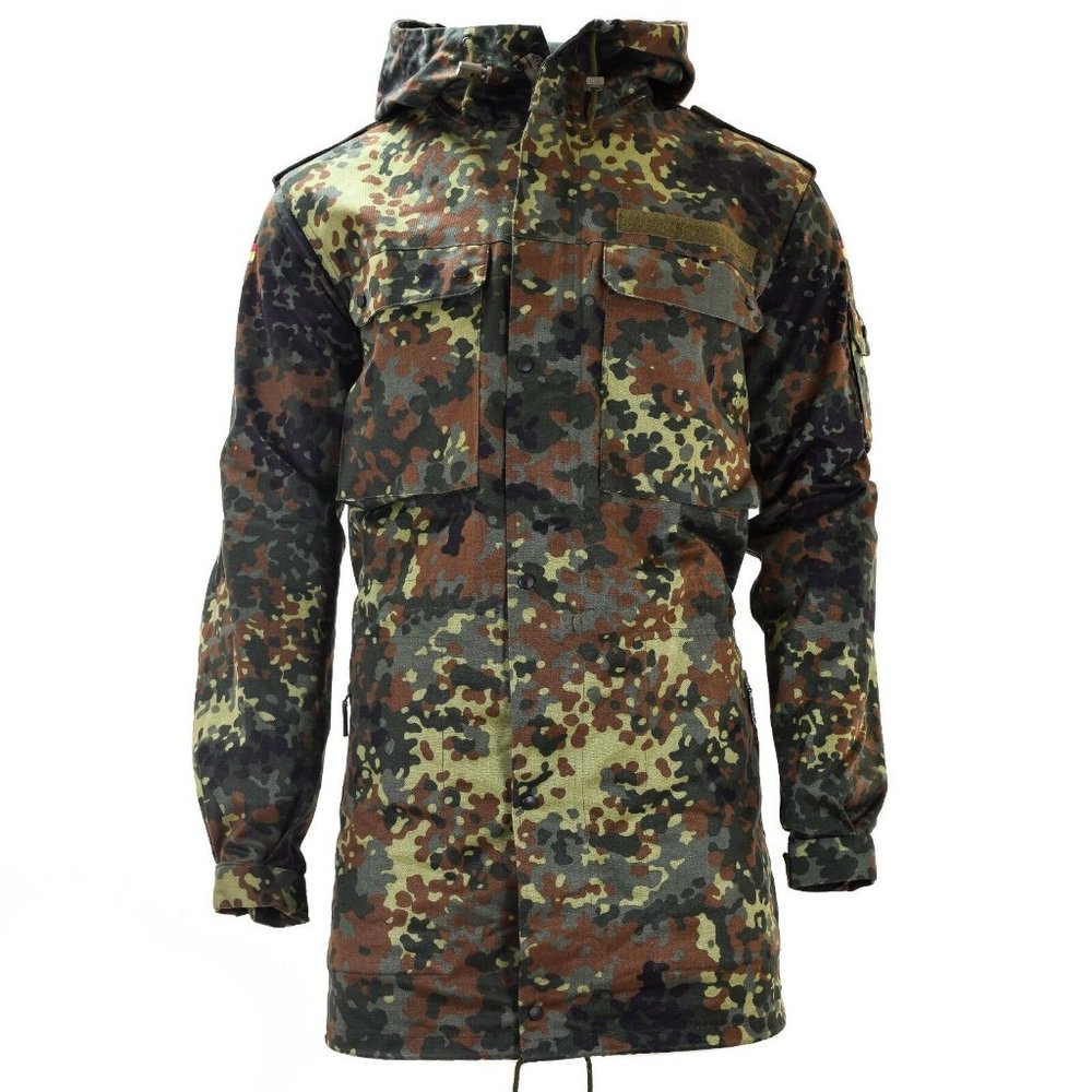 Original German army field jacket parka military issue hooded Flecktarn GR 8